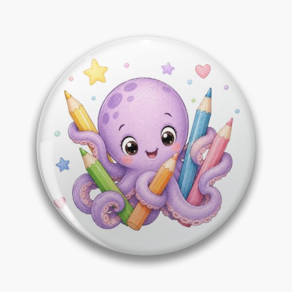 Item preview, Cute Octopus holding Colored Pencils designed and sold by ToonyTeez.