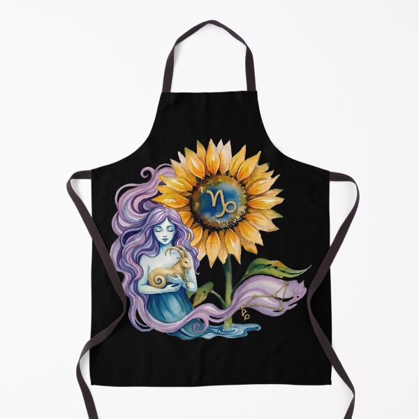 Item preview, Capricorn Zodiac Goddess Watercolor Sunflower Art designed and sold by SilentFlower.