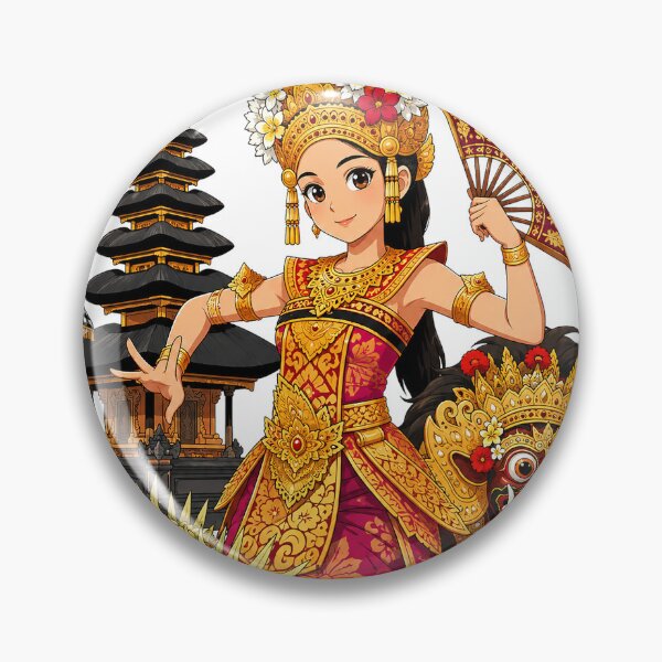 Item preview, Balinese Legong Dancer and Barong Temple Illustration | Traditional Bali Cultural Art designed and sold by cannsuh.