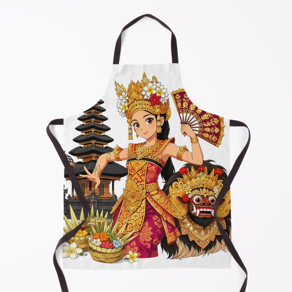 Item preview, Balinese Legong Dancer and Barong Temple Illustration | Traditional Bali Cultural Art designed and sold by cannsuh.