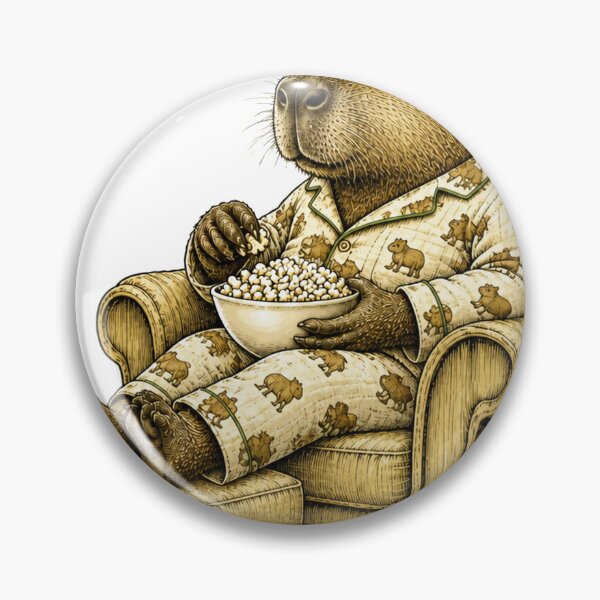 Item preview, capybara relaxing watching tv in matching pajamas with feet up on ottoman designed and sold by PhiloDoh.