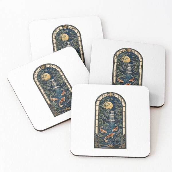 Item preview, Backyard Koi Waterfall – Peaceful Japanese Garden Art designed and sold by AMICO77.