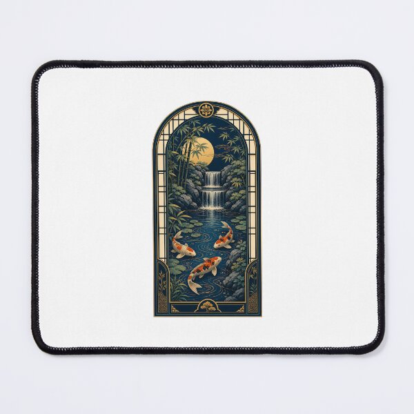 Item preview, Backyard Koi Waterfall – Peaceful Japanese Garden Art designed and sold by AMICO77.