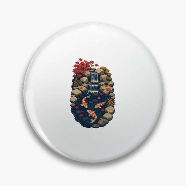 Item preview, Backyard Koi Waterfall – Peaceful Japanese Garden Art designed and sold by AMICO77.