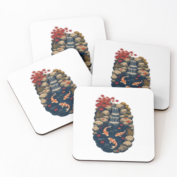 Item preview, Backyard Koi Waterfall – Peaceful Japanese Garden Art designed and sold by AMICO77.