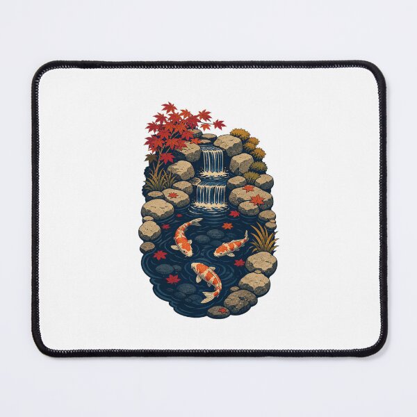 Item preview, Backyard Koi Waterfall – Peaceful Japanese Garden Art designed and sold by AMICO77.