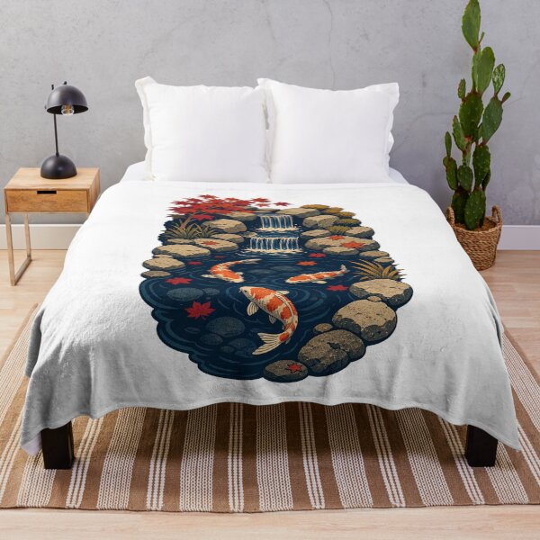 Item preview, Backyard Koi Waterfall – Peaceful Japanese Garden Art designed and sold by AMICO77.