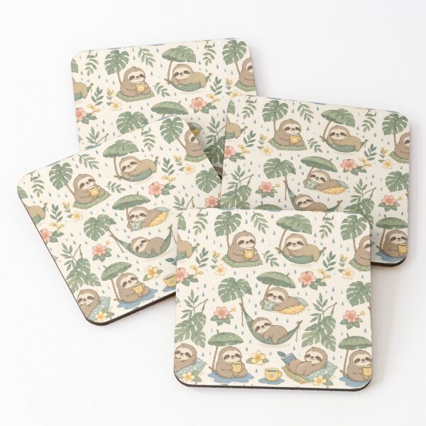 Item preview, Sloth Cozy Tropical Rain Pattern designed and sold by Soft Berry Studio.