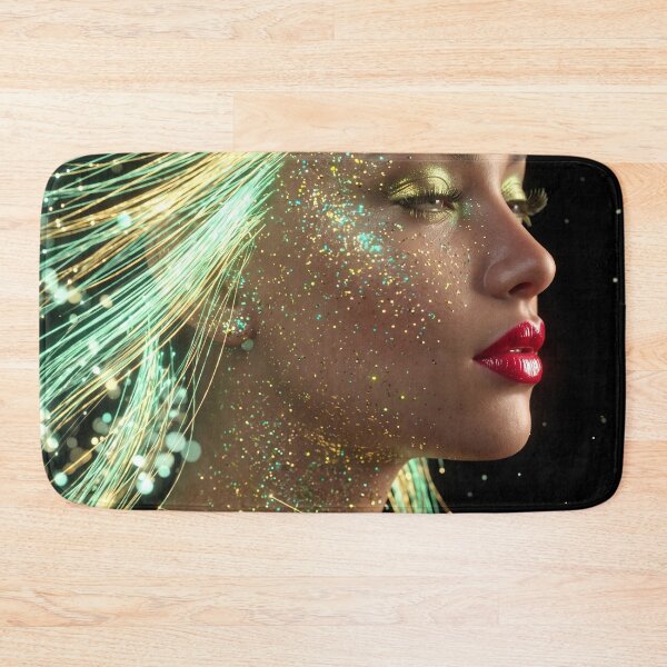 Item preview, Fiber Optic Cyberpunk Woman Mint Green Glow Stardust Portrait designed and sold by RAMIX-Y2K.