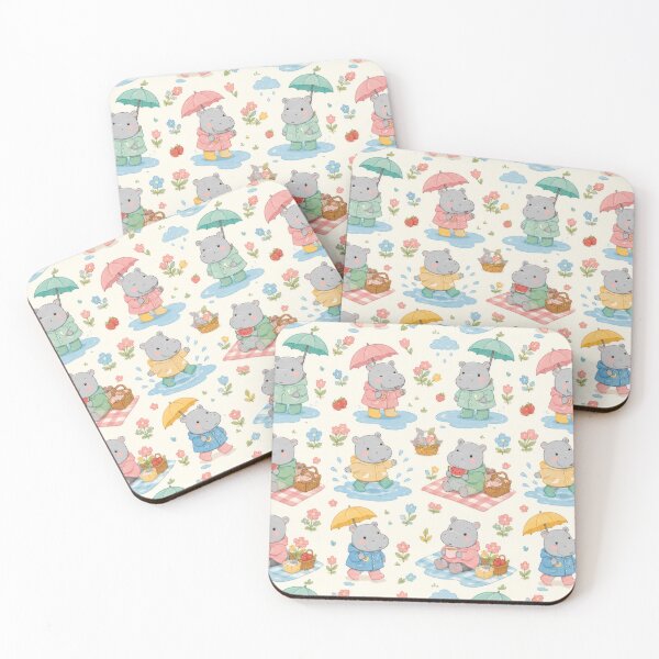 Item preview, Hippo Spring Puddle Picnic Pattern designed and sold by Soft Berry Studio.