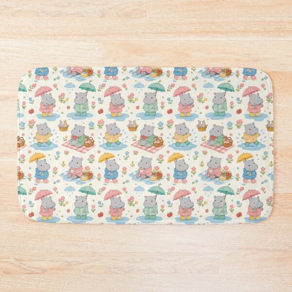 Item preview, Hippo Spring Puddle Picnic Pattern designed and sold by Soft Berry Studio.