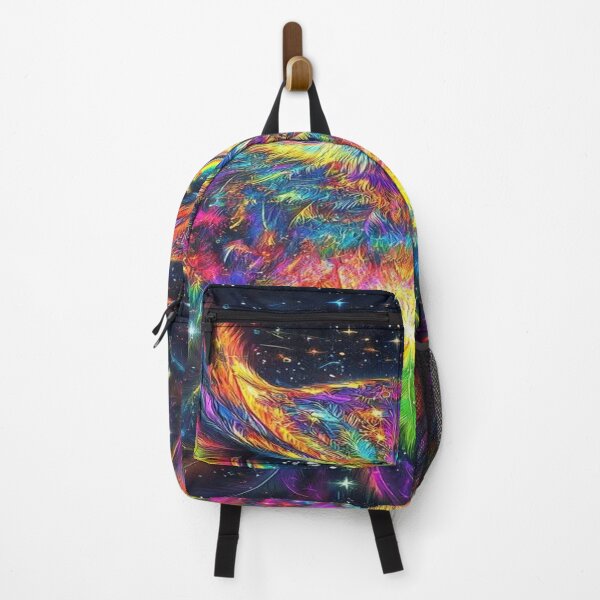 Item preview, The Cosmic Guardian of Eternal Wisdom, Rainbow Cosmic Owl - Psychedelic Art with Multicolored Feathers and Galactic Eyes designed and sold by RAYBIL.