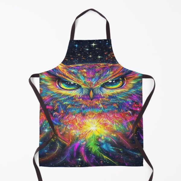Item preview, The Cosmic Guardian of Eternal Wisdom, Rainbow Cosmic Owl - Psychedelic Art with Multicolored Feathers and Galactic Eyes designed and sold by RAYBIL.