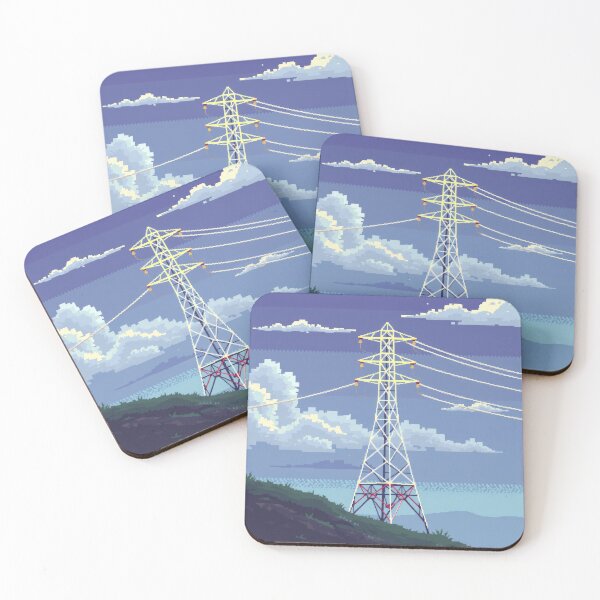 Item preview, Pixel Art Power Transmission Tower | Retro Coastal Landscape designed and sold by Pylon-Bureau.