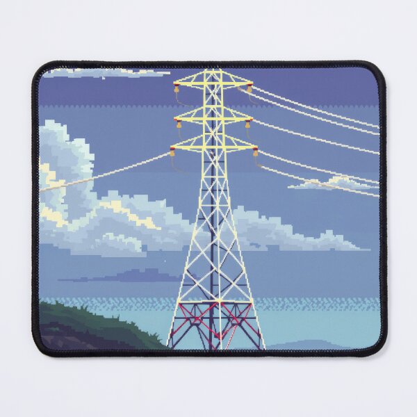 Item preview, Pixel Art Power Transmission Tower | Retro Coastal Landscape designed and sold by Pylon-Bureau.