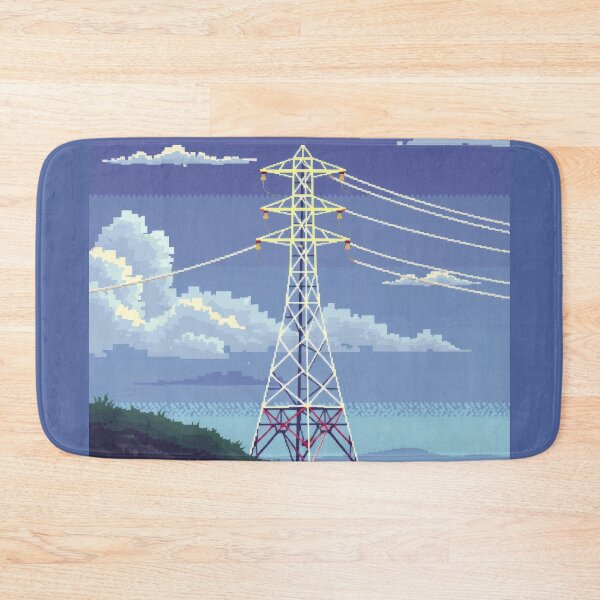 Item preview, Pixel Art Power Transmission Tower | Retro Coastal Landscape designed and sold by Pylon-Bureau.