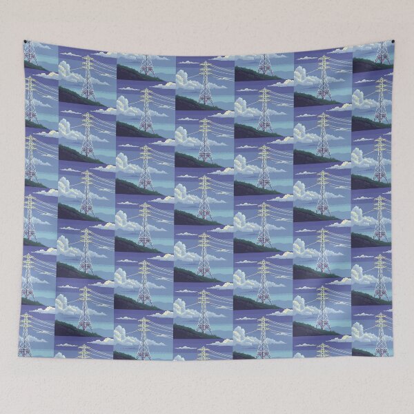 Item preview, Pixel Art Power Transmission Tower | Retro Coastal Landscape designed and sold by Pylon-Bureau.