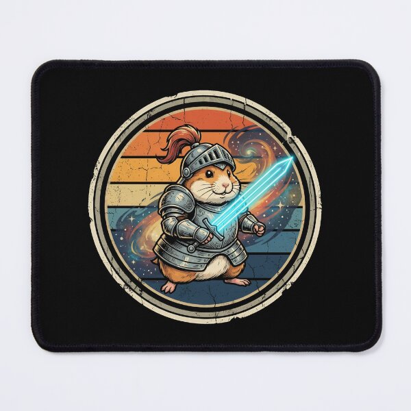 Item preview, Retro Laser Sword Knight Hamster Vintage Badge designed and sold by DuckOddity.