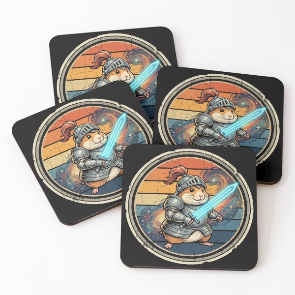 Item preview, Retro Laser Sword Knight Hamster Vintage Badge designed and sold by DuckOddity.
