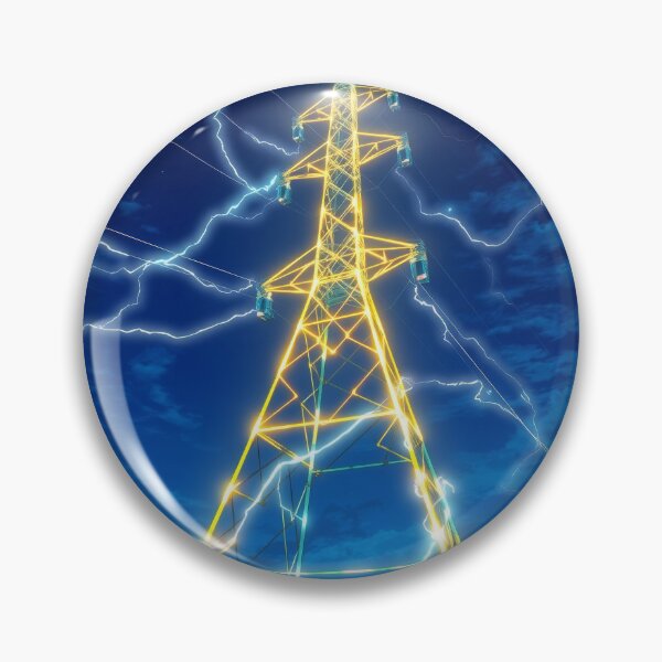 Item preview, Lightning Storm Over Electricity Pylon | Dramatic Energy Artwork designed and sold by Pylon-Bureau.