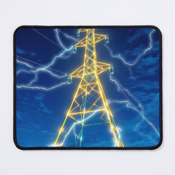 Item preview, Lightning Storm Over Electricity Pylon | Dramatic Energy Artwork designed and sold by Pylon-Bureau.