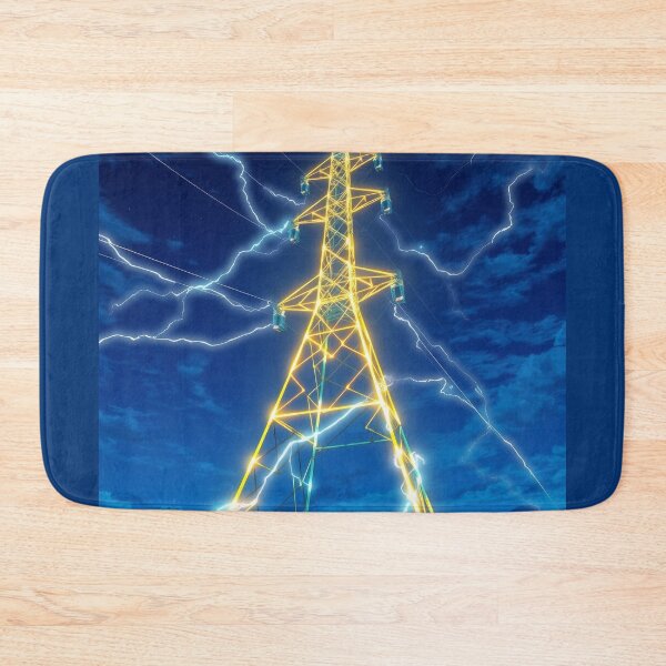 Item preview, Lightning Storm Over Electricity Pylon | Dramatic Energy Artwork designed and sold by Pylon-Bureau.