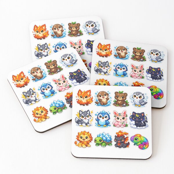 Item preview, Avatar Animals Sticker Pack | Cute Elemental Animal Stickers | Kawaii Fantasy Creatures designed and sold by Art Wave Studio.