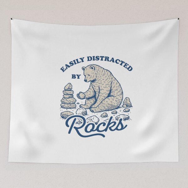 Item preview, Easily Distracted By Rocks Funny Bear – Vintage Rock Collector designed and sold by Gbriel3.