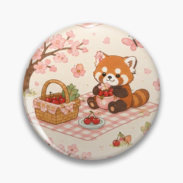 Item preview, Red Panda Spring Cherry Picnic Pattern designed and sold by Soft Berry Studio.