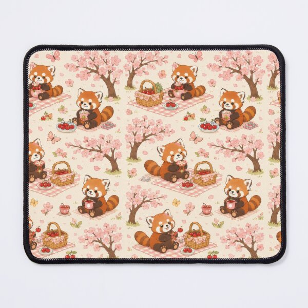 Item preview, Red Panda Spring Cherry Picnic Pattern designed and sold by Soft Berry Studio.