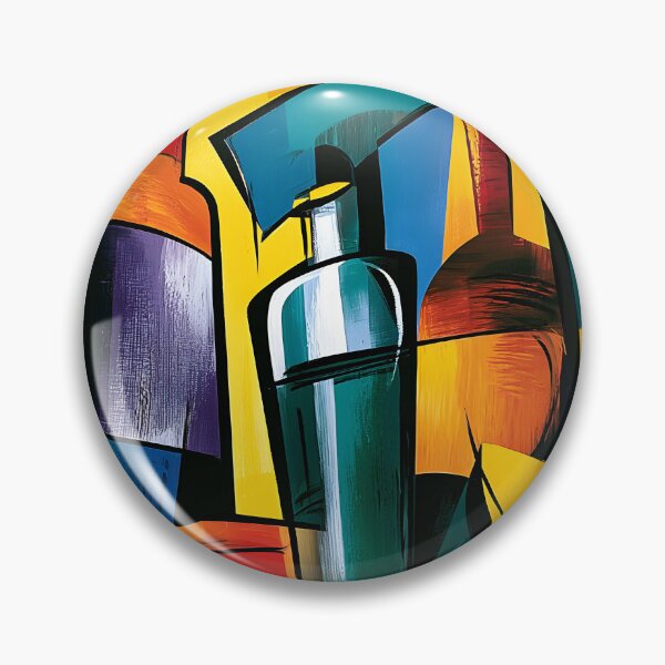 Item preview, Contemporary Mixology Masterpiece with Cocktail Glass Bottles and Bold Abstract Bar Wall Art designed and sold by OlfactoART Studio.