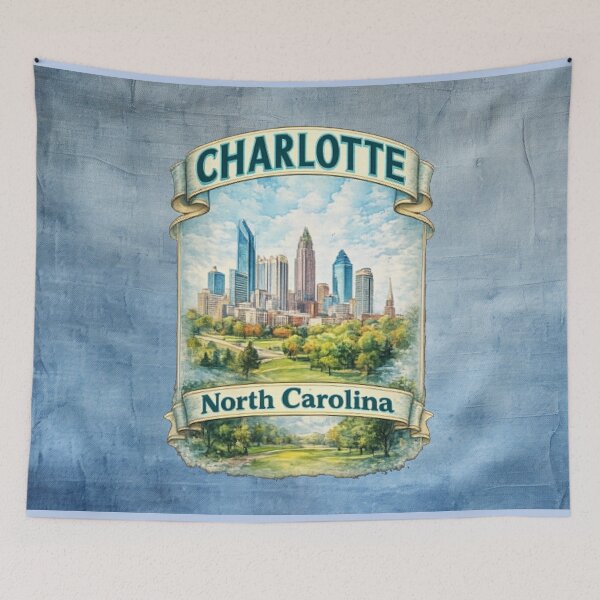 Item preview, Charlotte, North Carolina Skyline - Watercolor Cityscape Travel Art designed and sold by MysticOzzy.