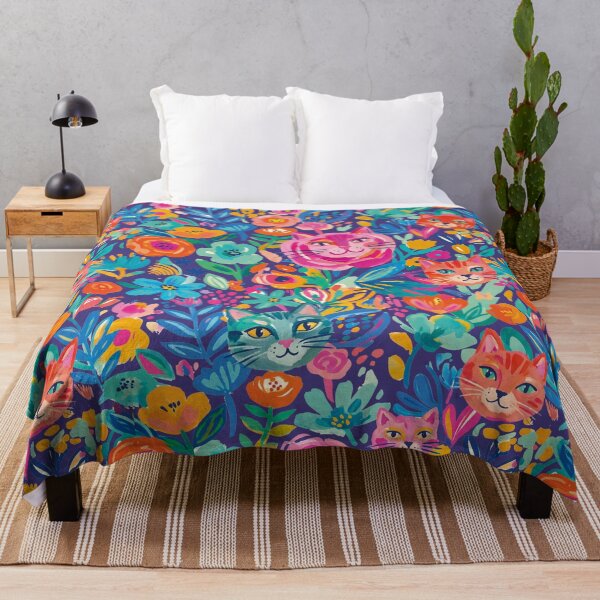 Item preview, Modern abstract cats in a flowers pattern designed and sold by Mevissart.