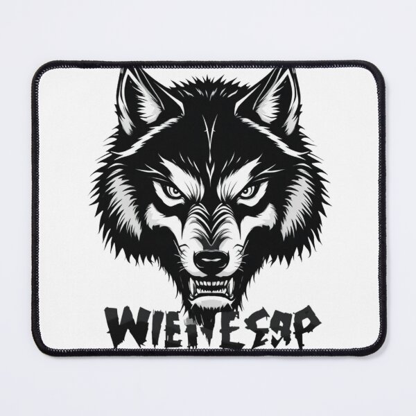Item preview, Angry Lone Wolf Black and White Mascot Tattoo Graphic Design designed and sold by nova-bloom.