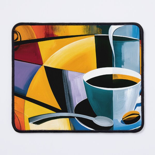 Item preview, Modern Coffee Cup Abstraction with Bold Geometric Shapes and Vibrant Contemporary Cafe Wall Art designed and sold by OlfactoART Studio.