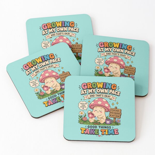 Item preview, Growing at My Own Pace – Cute Mushroom Motivational Design designed and sold by NEOCHRONOS.