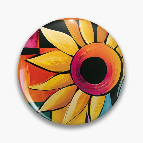 Item preview, Radiant Sunflower Against a Dramatic Dark Background in Bold Geometric Contemporary Floral Wall Art designed and sold by OlfactoART Studio.