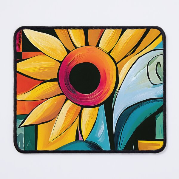 Item preview, Radiant Sunflower Against a Dramatic Dark Background in Bold Geometric Contemporary Floral Wall Art designed and sold by OlfactoART Studio.