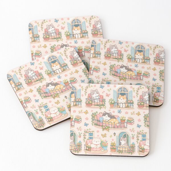Item preview, Cat Cozy Spring Balcony Pattern designed and sold by Soft Berry Studio.