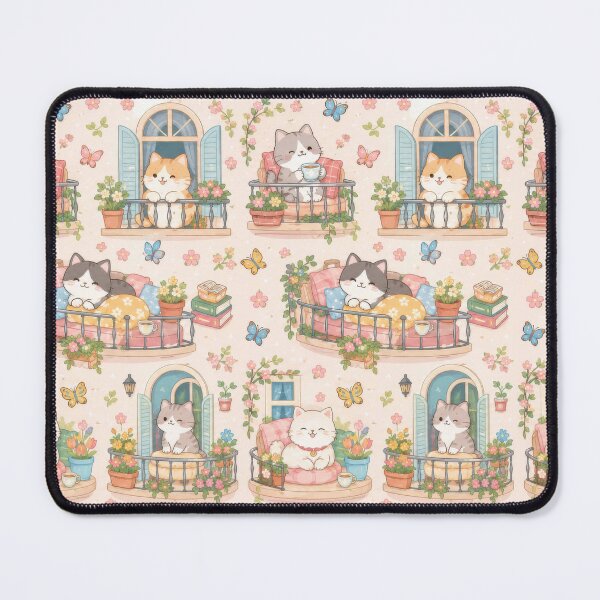 Item preview, Cat Cozy Spring Balcony Pattern designed and sold by Soft Berry Studio.