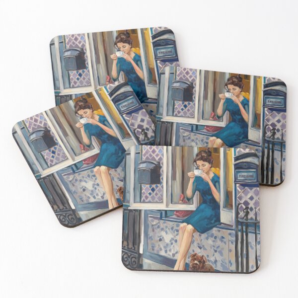 Item preview, French Coffee Morning — Woman with Dog. Art By Carraann designed and sold by CARRAANN.