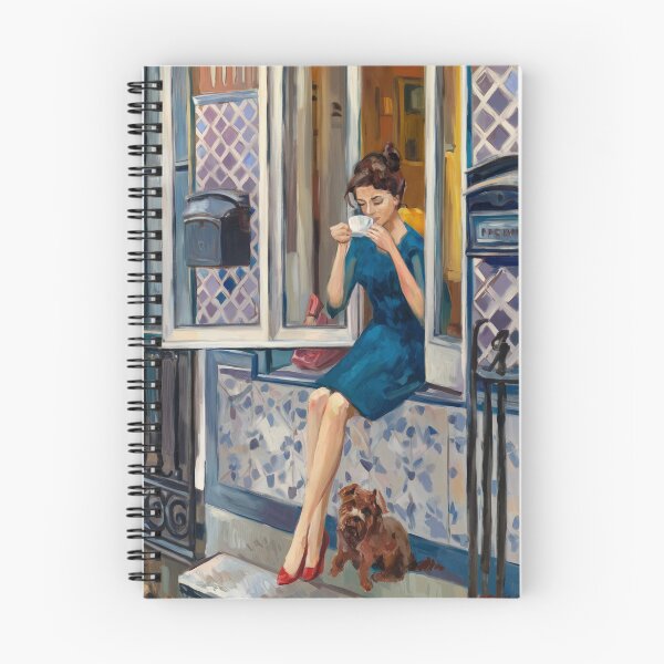 Item preview, French Coffee Morning — Woman with Dog. Art By Carraann designed and sold by CARRAANN.