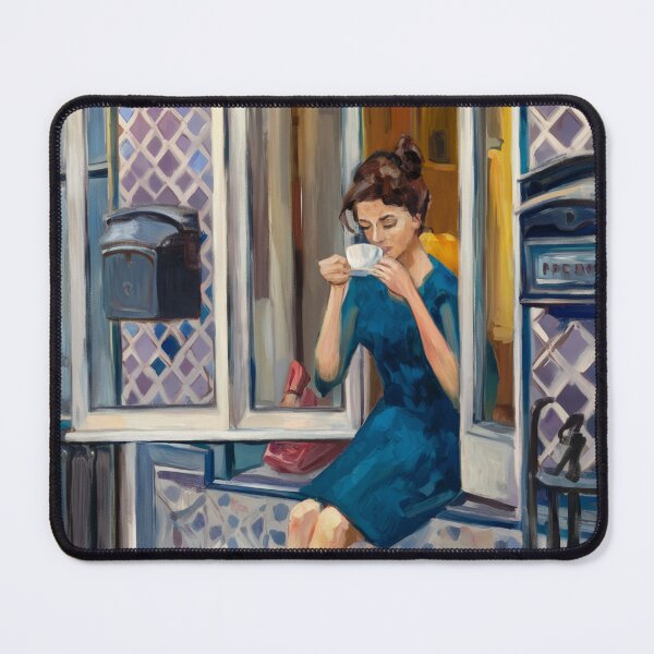 Item preview, French Coffee Morning — Woman with Dog. Art By Carraann designed and sold by CARRAANN.