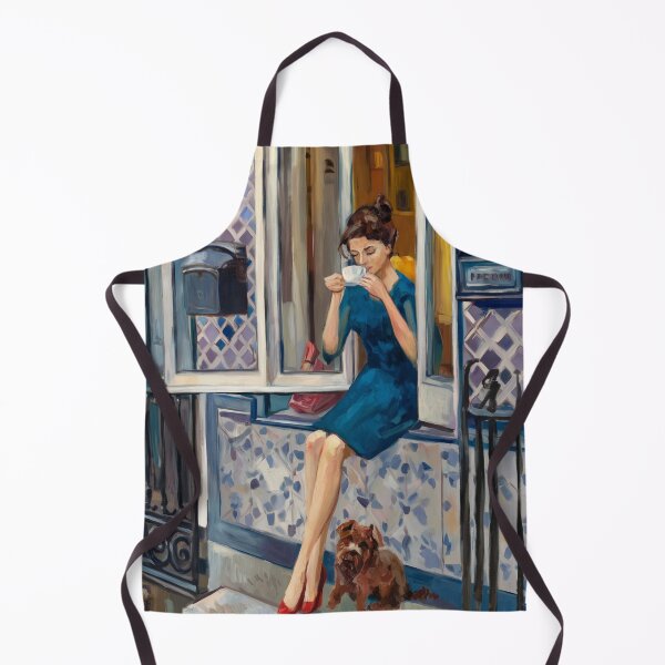 Item preview, French Coffee Morning — Woman with Dog. Art By Carraann designed and sold by CARRAANN.