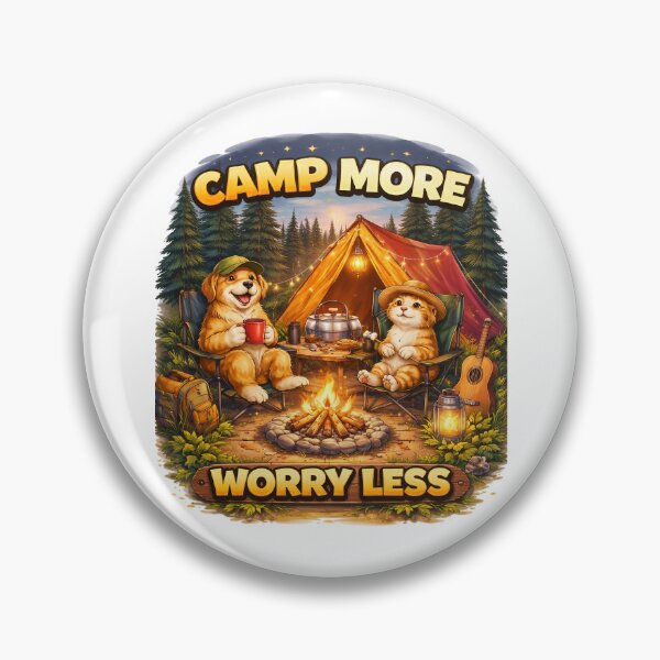 Item preview, Camp More Worry Less Cute Dog and Cat Camping Design. designed and sold by The-T-In-Retro.