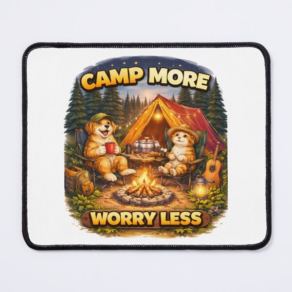 Item preview, Camp More Worry Less Cute Dog and Cat Camping Design. designed and sold by The-T-In-Retro.