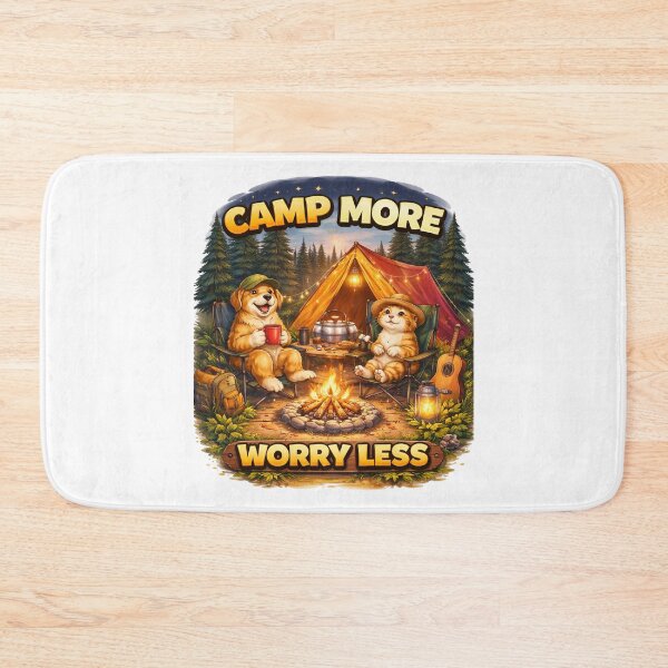 Item preview, Camp More Worry Less Cute Dog and Cat Camping Design. designed and sold by The-T-In-Retro.