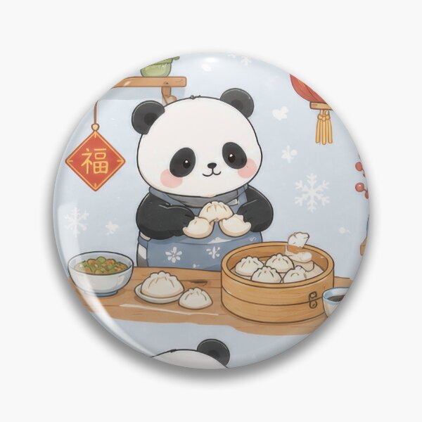 Item preview, Panda Winter Dumpling Kitchen Pattern designed and sold by Soft Berry Studio.