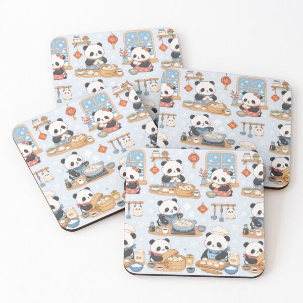 Item preview, Panda Winter Dumpling Kitchen Pattern designed and sold by Soft Berry Studio.
