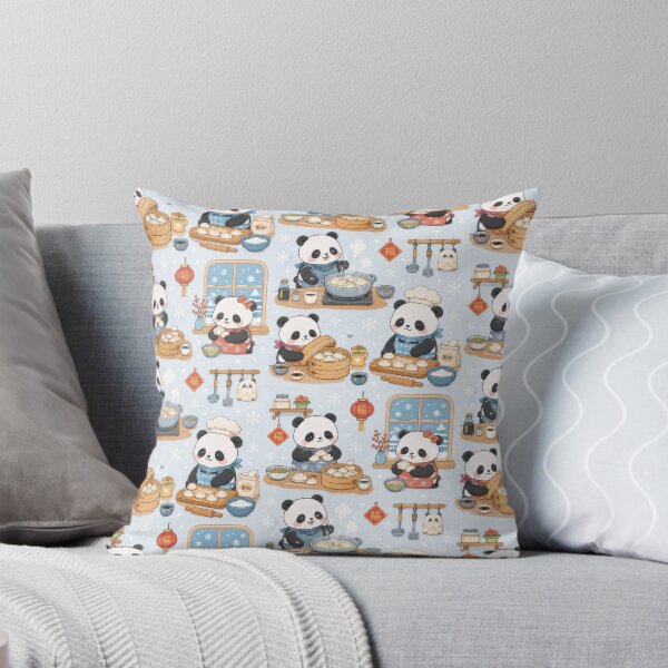 Item preview, Panda Winter Dumpling Kitchen Pattern designed and sold by Soft Berry Studio.